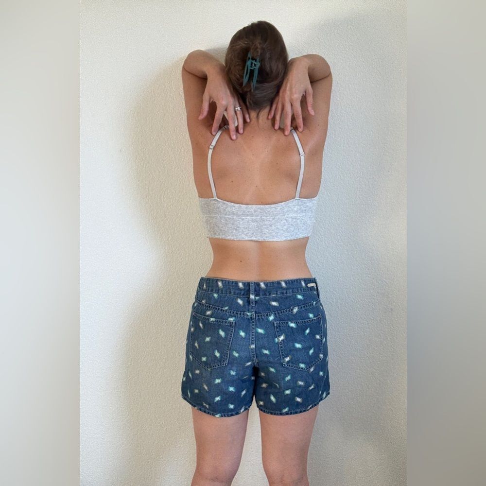 Anthropologie Pilcro Shorts 32 Waist Artstroke Print Boho Cotton Linen - Picture 4 of 12